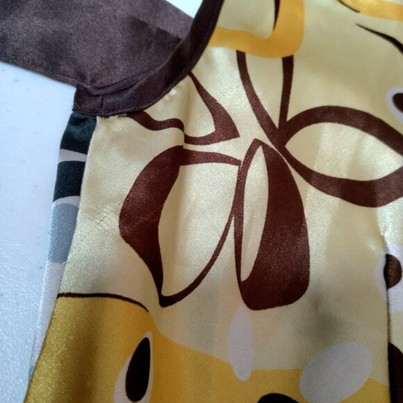 Vintage Y2K Antilia Femme Shirt Medium Sleeveless Yellow Brown Satin Bling Ties - Picture 14 of 16